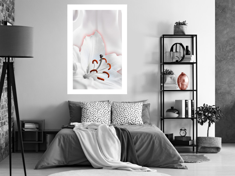 Wall Poster I Am Woman - white lily flower with delicate red contrast 127243 additionalImage 5