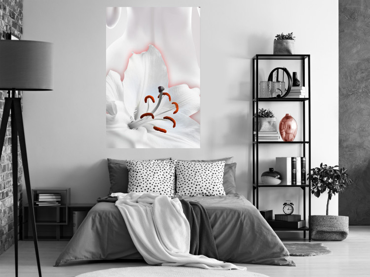 Wall Poster I Am Woman - white lily flower with delicate red contrast 127243 additionalImage 2