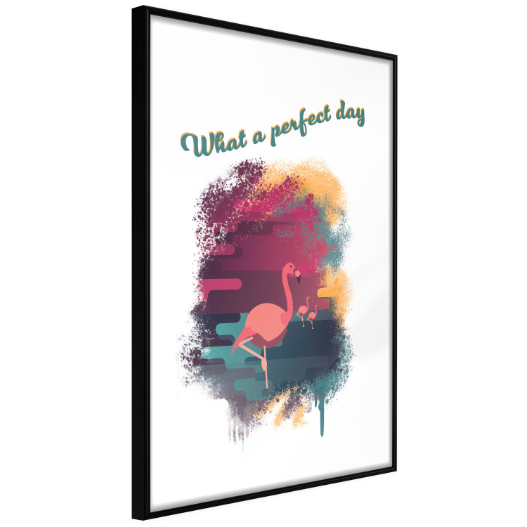 Poster What a Perfect Day - composition with flamingos and English quotes 128843 additionalImage 8