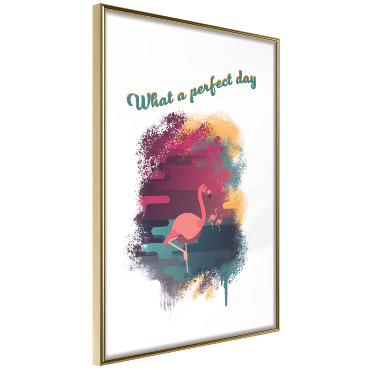 Poster What a Perfect Day - composition with flamingos and English quotes 128843 additionalImage 9