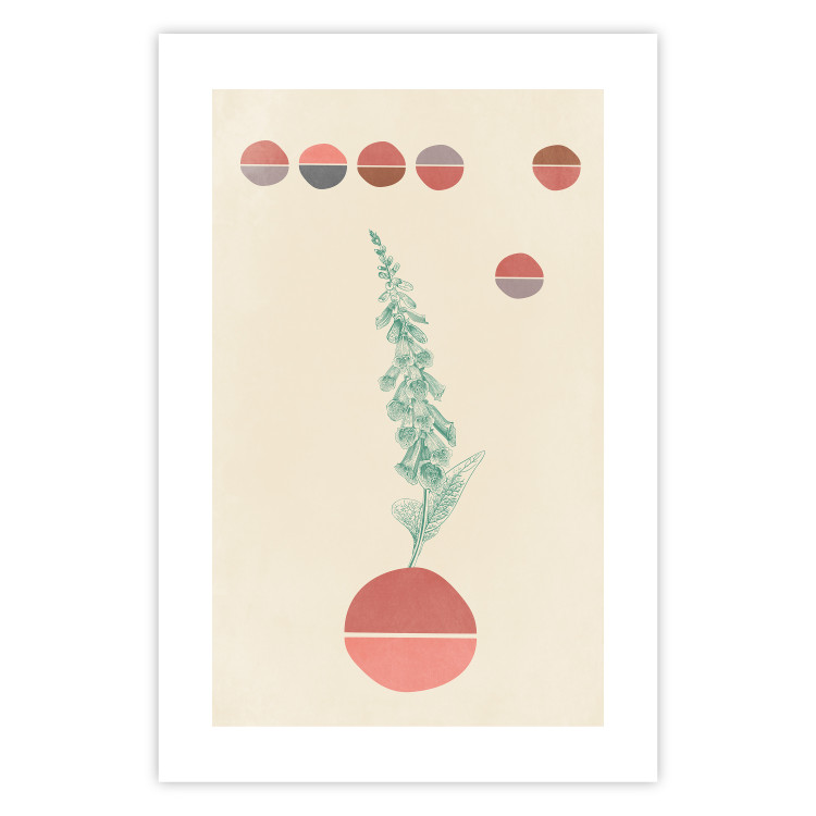 Wall Poster Bluebells - abstraction with green plant and warm-colored circles 129343 additionalImage 19