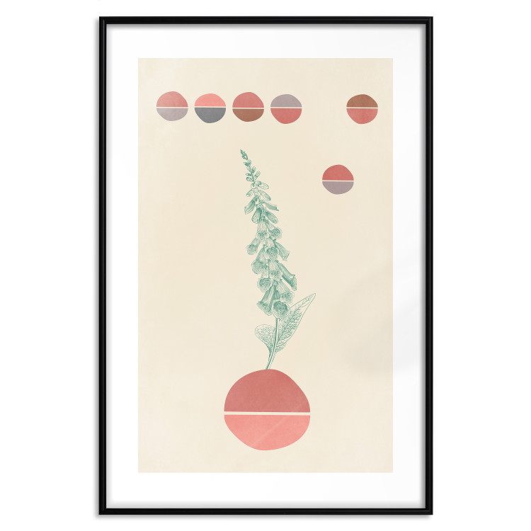 Wall Poster Bluebells - abstraction with green plant and warm-colored circles 129343 additionalImage 15