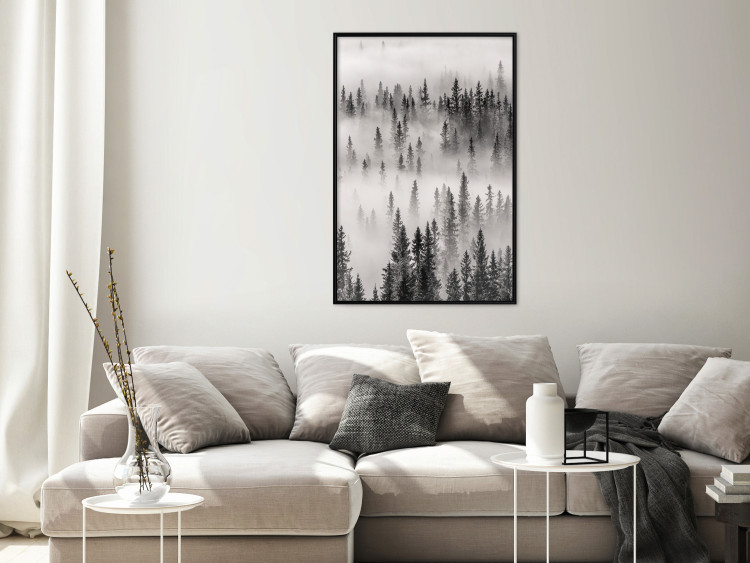 Wall Poster Nesting Site - landscape of a forest with spruce trees covered in thick fog 130243 additionalImage 6