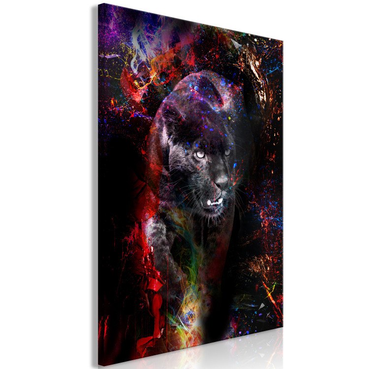 Canvas Print Black Jaguar (1-piece) Vertical - abstract colorful animal 131643 additionalImage 2