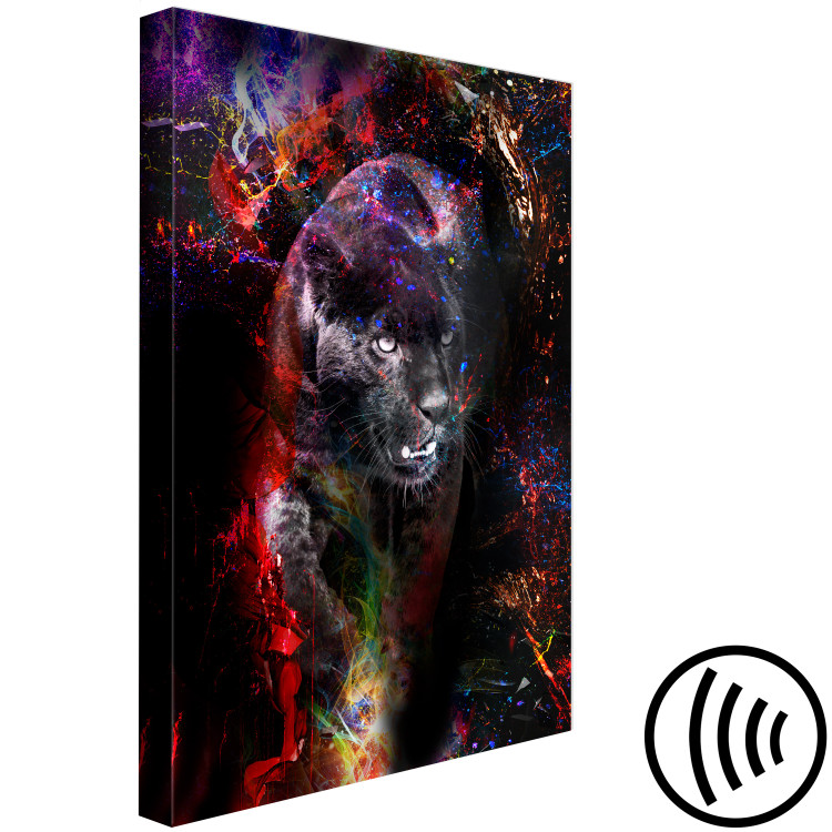Canvas Print Black Jaguar (1-piece) Vertical - abstract colorful animal 131643 additionalImage 6
