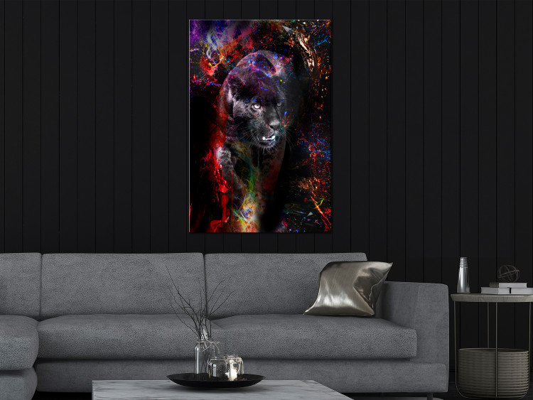 Canvas Print Black Jaguar (1-piece) Vertical - abstract colorful animal 131643 additionalImage 3