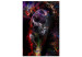 Canvas Print Black Jaguar (1-piece) Vertical - abstract colorful animal 131643