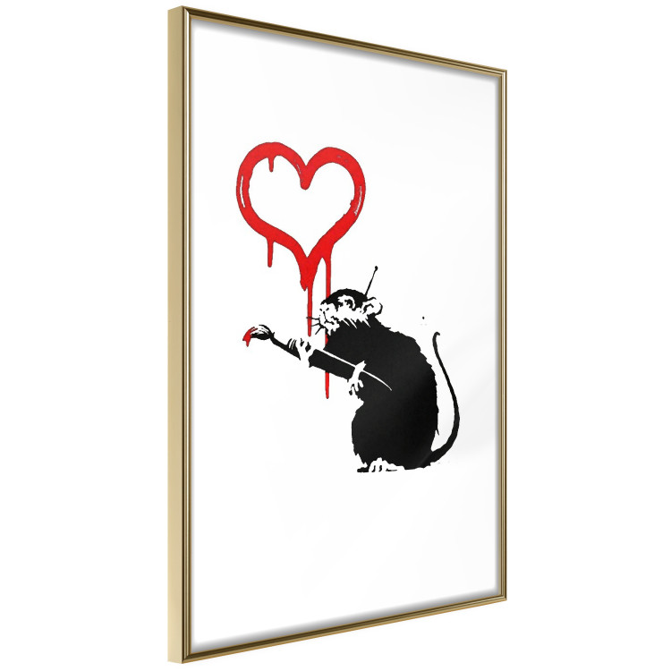 Wall Poster Love Rat - rat painting a red heart on a white plain wall 132443 additionalImage 8