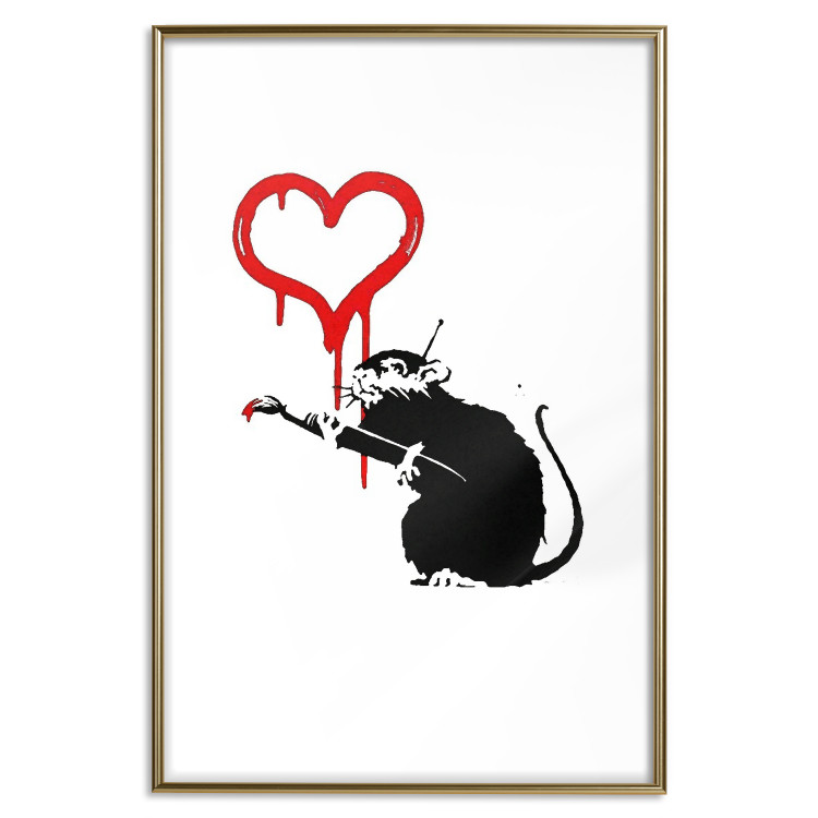 Wall Poster Love Rat - rat painting a red heart on a white plain wall 132443 additionalImage 19