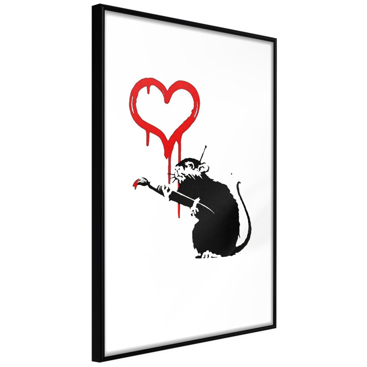 Wall Poster Love Rat - rat painting a red heart on a white plain wall 132443 additionalImage 13