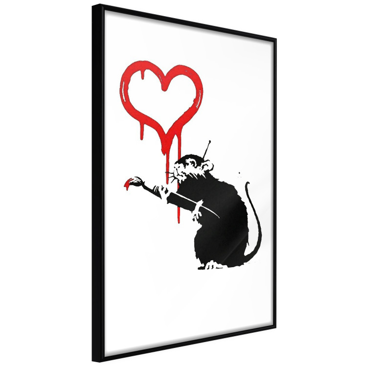 Wall Poster Love Rat - rat painting a red heart on a white plain wall 132443 additionalImage 12