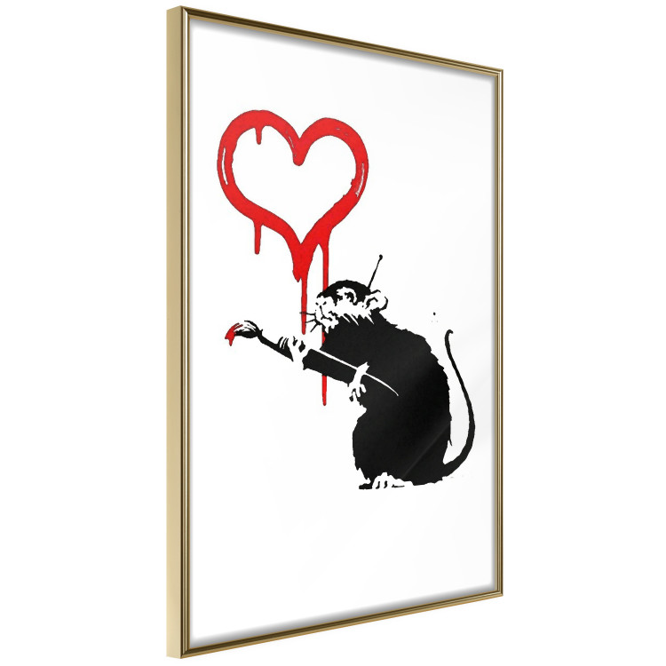 Wall Poster Love Rat - rat painting a red heart on a white plain wall 132443 additionalImage 14