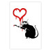 Wall Poster Love Rat - rat painting a red heart on a white plain wall 132443