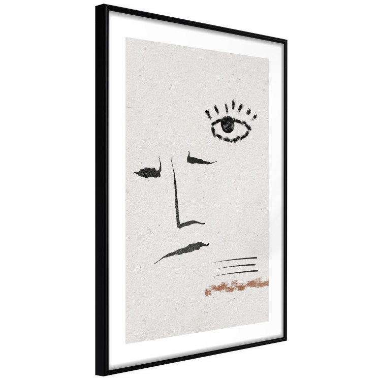 Wall Poster Sketched Smile - abstract black face and eye on a gray background 134343 additionalImage 6