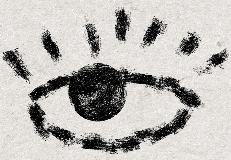Wall Poster Sketched Smile - abstract black face and eye on a gray background 134343 additionalImage 9
