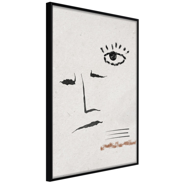 Wall Poster Sketched Smile - abstract black face and eye on a gray background 134343 additionalImage 13