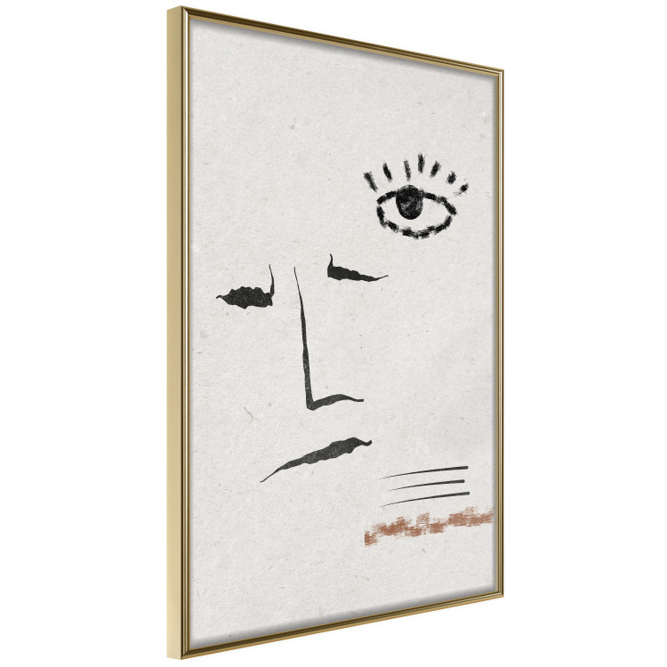 Wall Poster Sketched Smile - abstract black face and eye on a gray background 134343 additionalImage 14