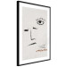 Wall Poster Sketched Smile - abstract black face and eye on a gray background 134343 additionalThumb 6