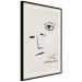 Wall Poster Sketched Smile - abstract black face and eye on a gray background 134343 additionalThumb 2