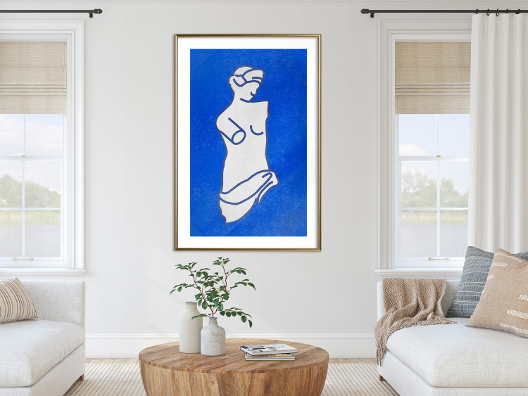 Poster Blue Goddess - sketchy sculpture of a female silhouette on a blue background 134443 additionalImage 13