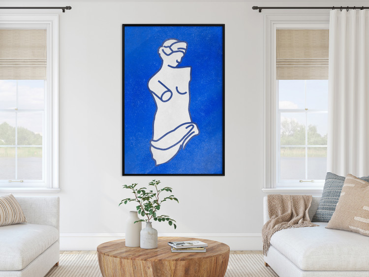 Poster Blue Goddess - sketchy sculpture of a female silhouette on a blue background 134443 additionalImage 4
