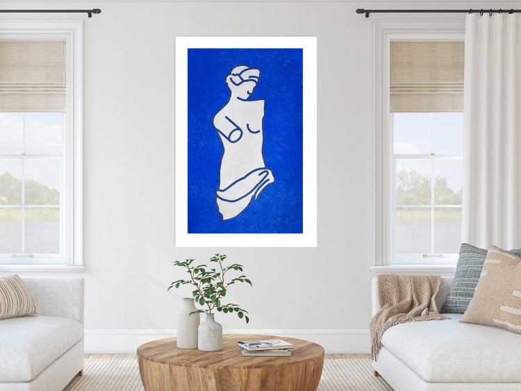Poster Blue Goddess - sketchy sculpture of a female silhouette on a blue background 134443 additionalImage 3