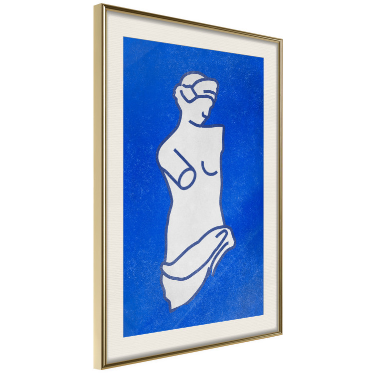 Poster Blue Goddess - sketchy sculpture of a female silhouette on a blue background 134443 additionalImage 3