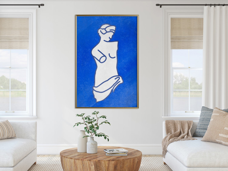 Poster Blue Goddess - sketchy sculpture of a female silhouette on a blue background 134443 additionalImage 7