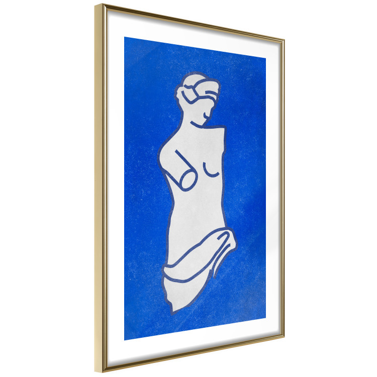 Poster Blue Goddess - sketchy sculpture of a female silhouette on a blue background 134443 additionalImage 9