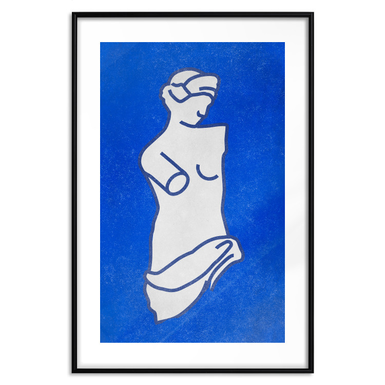 Poster Blue Goddess - sketchy sculpture of a female silhouette on a blue background 134443 additionalImage 17