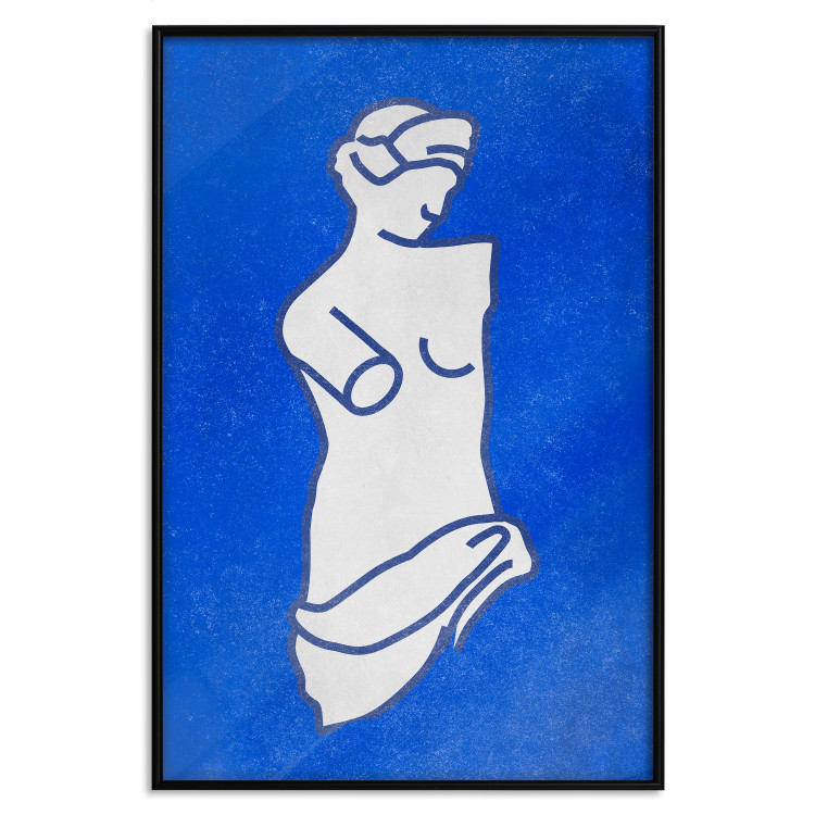 Poster Blue Goddess - sketchy sculpture of a female silhouette on a blue background 134443 additionalImage 16