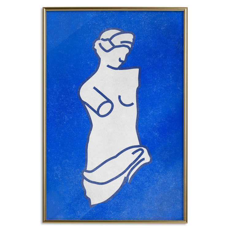 Poster Blue Goddess - sketchy sculpture of a female silhouette on a blue background 134443 additionalImage 21