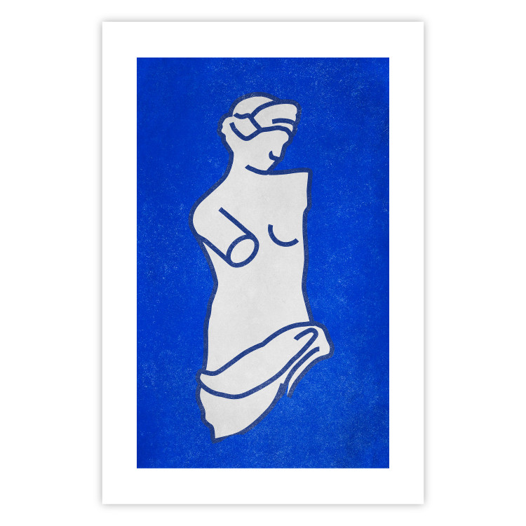 Poster Blue Goddess - sketchy sculpture of a female silhouette on a blue background 134443 additionalImage 19