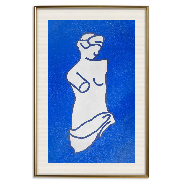 Poster Blue Goddess - sketchy sculpture of a female silhouette on a blue background 134443 additionalImage 20