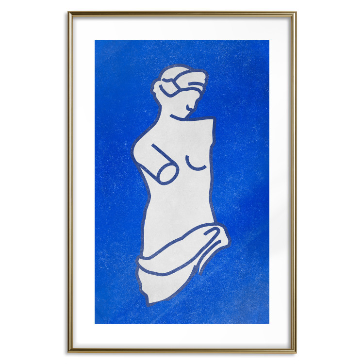 Poster Blue Goddess - sketchy sculpture of a female silhouette on a blue background 134443 additionalImage 16