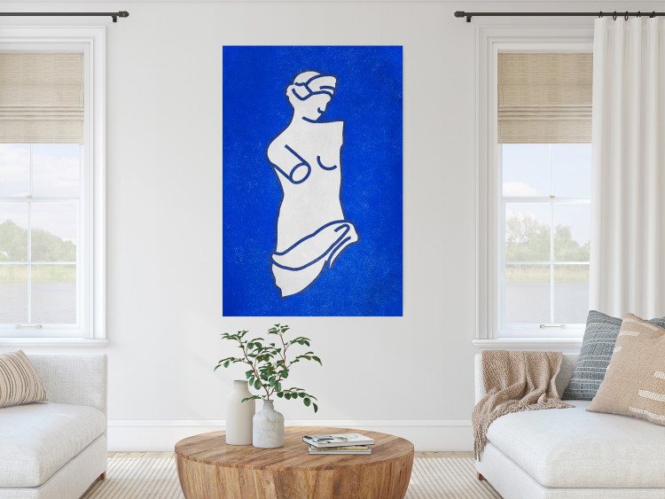 Poster Blue Goddess - sketchy sculpture of a female silhouette on a blue background 134443 additionalImage 2