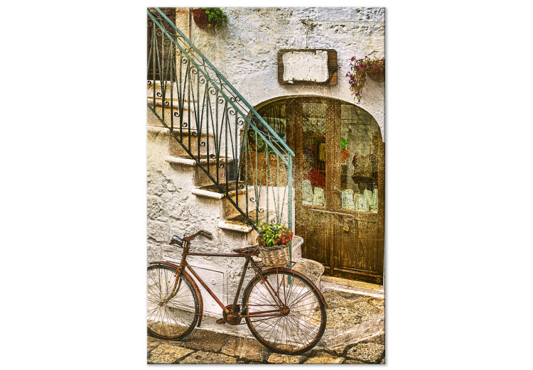 Canvas Bike on the stone stairs - photography of the Italian town 135843