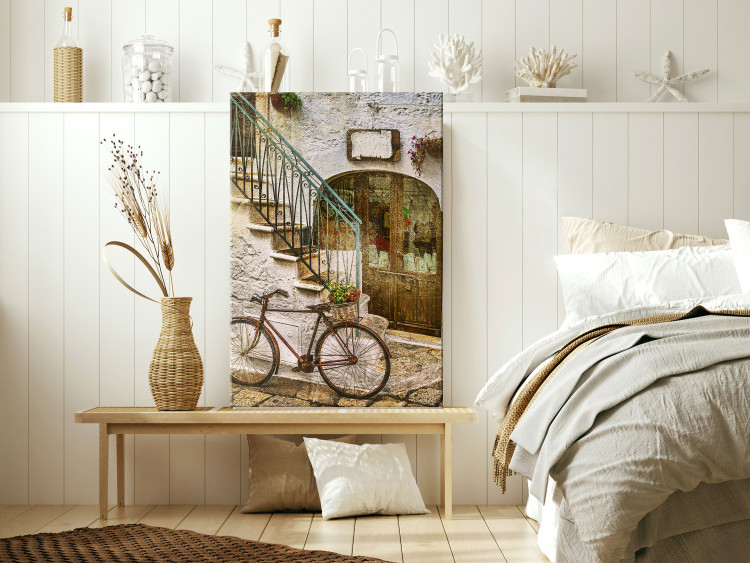 Canvas Bike on the stone stairs - photography of the Italian town 135843 additionalImage 3