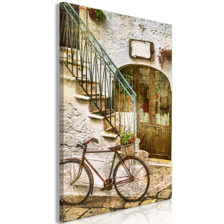 Canvas Bike on the stone stairs - photography of the Italian town 135843 additionalImage 2