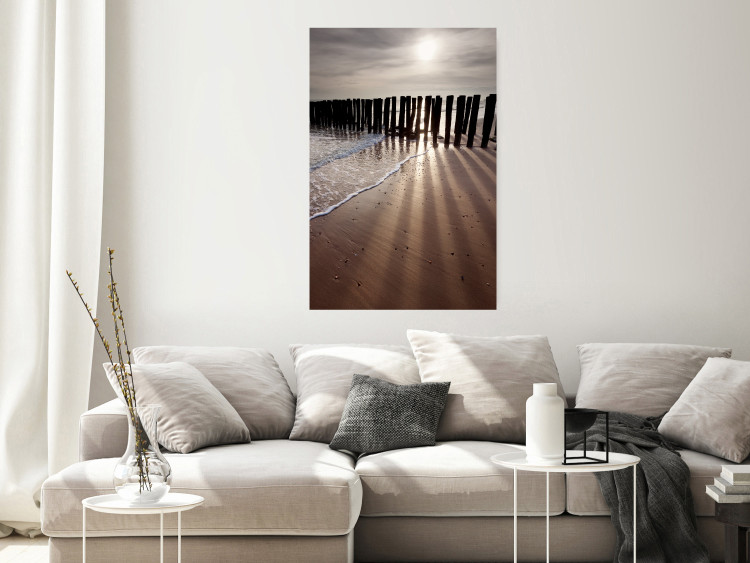Poster Light of Hope - seascape of a beach against a setting sun 138043 additionalImage 22