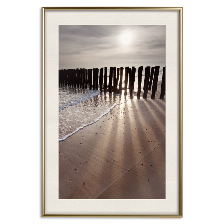 Poster Light of Hope - seascape of a beach against a setting sun 138043 additionalImage 18