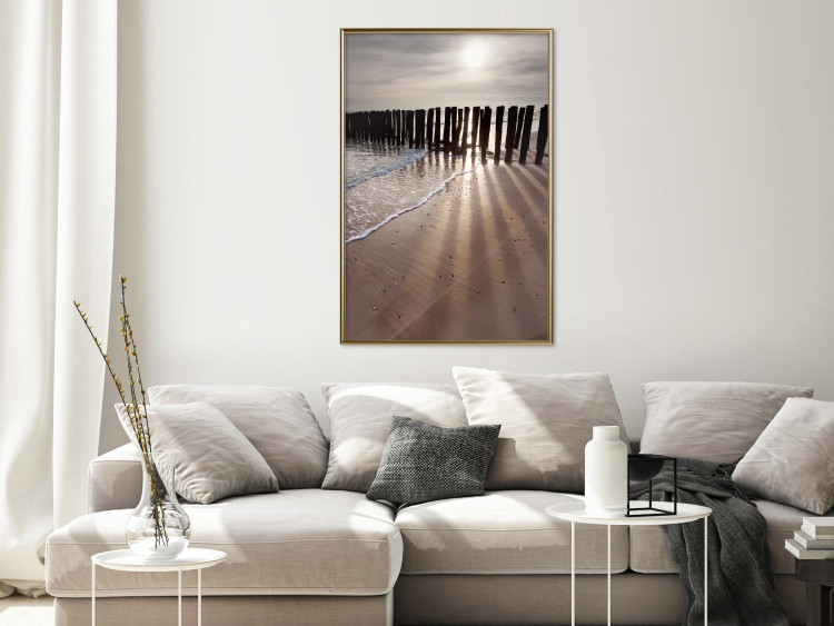 Poster Light of Hope - seascape of a beach against a setting sun 138043 additionalImage 21