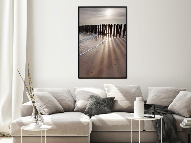 Poster Light of Hope - seascape of a beach against a setting sun 138043 additionalImage 20