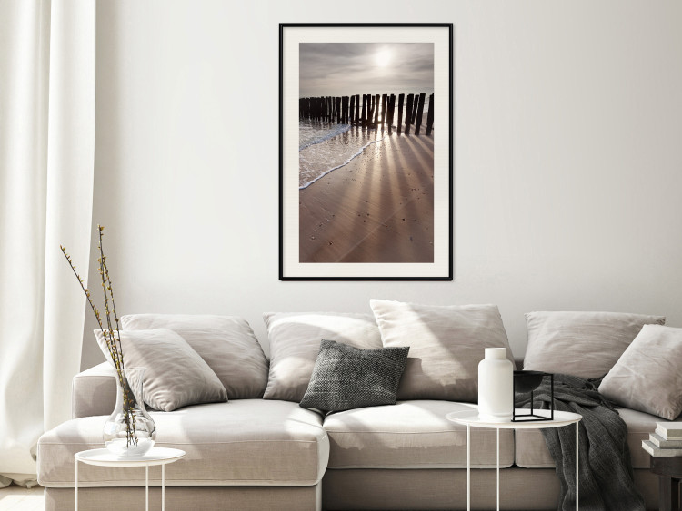 Poster Light of Hope - seascape of a beach against a setting sun 138043 additionalImage 25