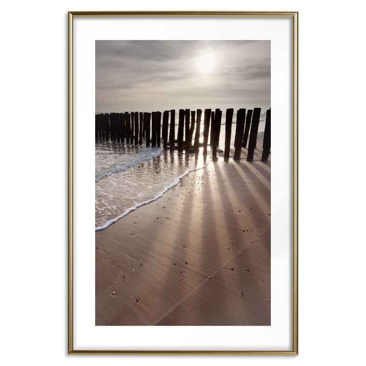 Poster Light of Hope - seascape of a beach against a setting sun 138043 additionalImage 13