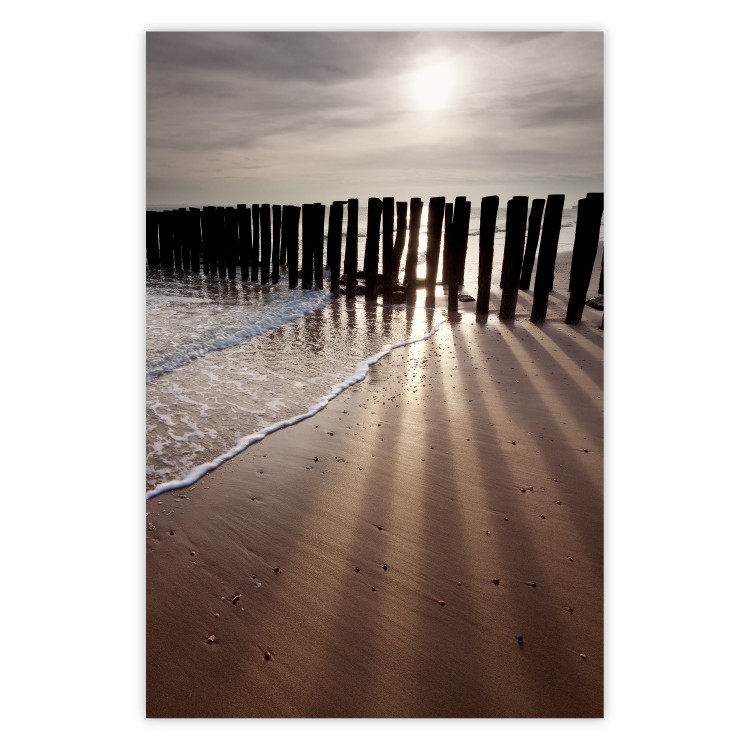 Poster Light of Hope - seascape of a beach against a setting sun 138043