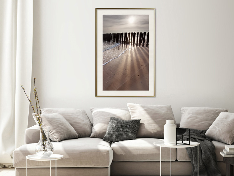 Poster Light of Hope - seascape of a beach against a setting sun 138043 additionalImage 26