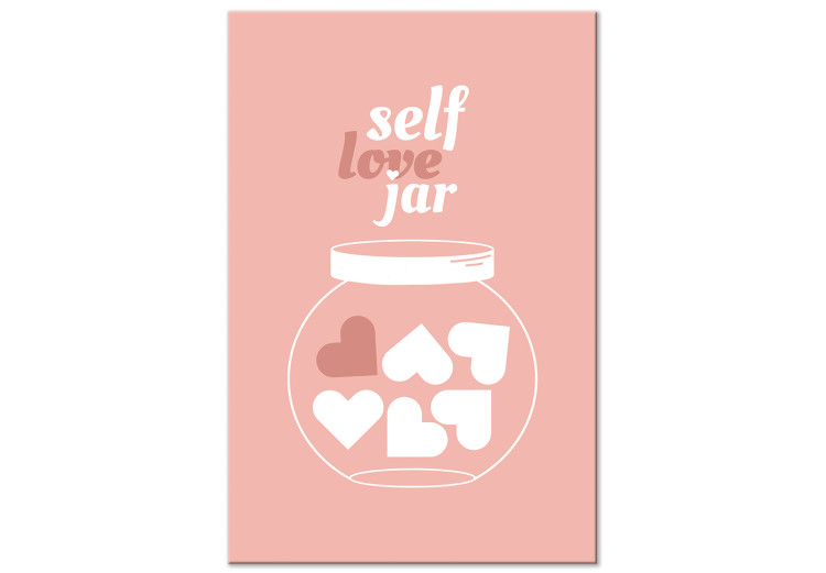 Canvas Art Print Self Love Jar (1-piece) Vertical - jar with heart and text in the background 138843