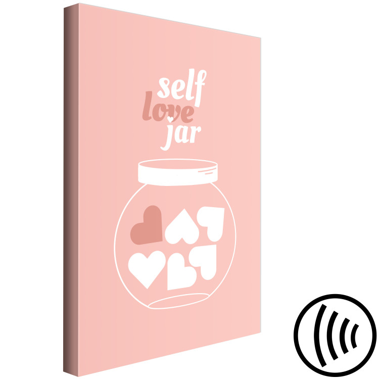Canvas Art Print Self Love Jar (1-piece) Vertical - jar with heart and text in the background 138843 additionalImage 6