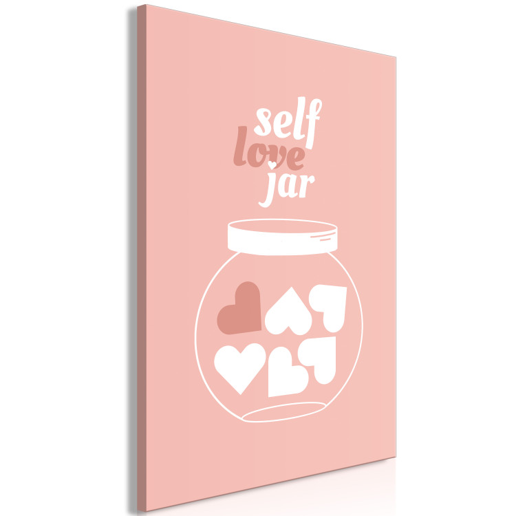 Canvas Art Print Self Love Jar (1-piece) Vertical - jar with heart and text in the background 138843 additionalImage 2
